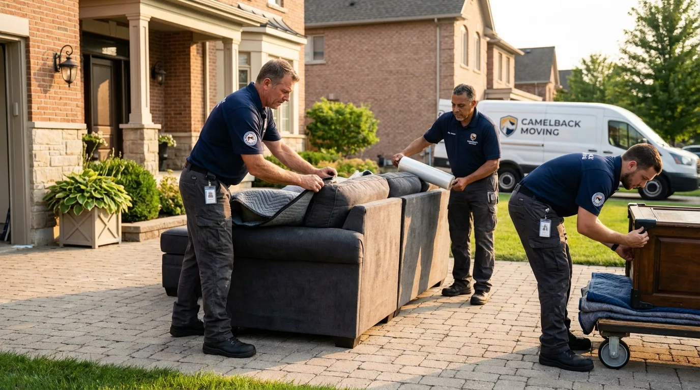 Large estate moving crew wrapping furniture in Los Olivos, CA